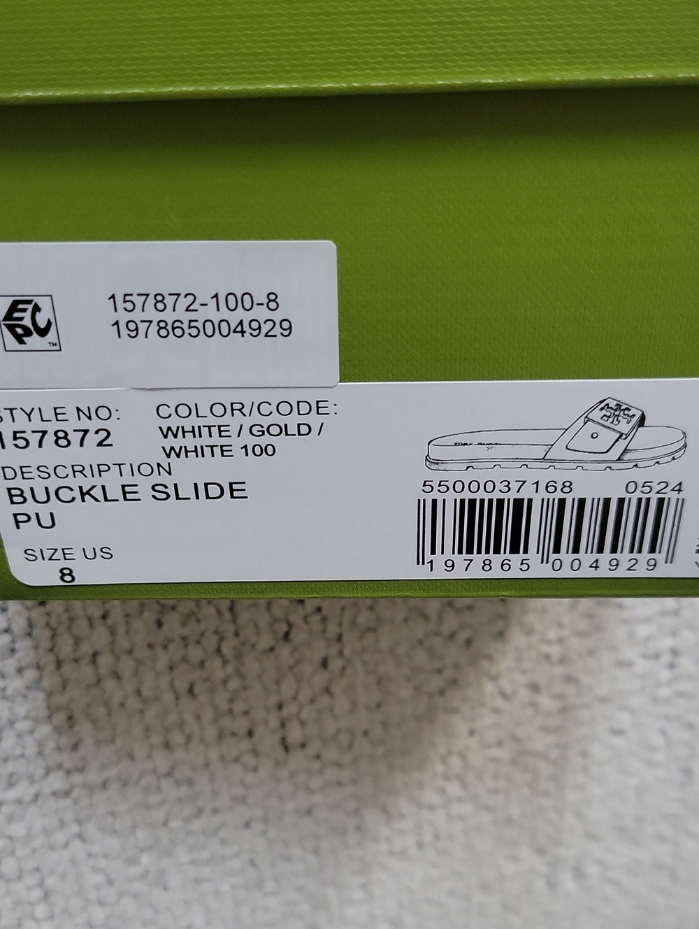 Tory Burch White Slide Sandals with Gold Logo Accent - Picture 6 of 6